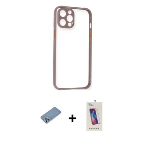 ieg™ iPhone 12 Pro Max Kılıf Nova Asil Özel Seri - Siyah Joko 5D Cam + Shine Kamera Lens Koruma Cam - GS