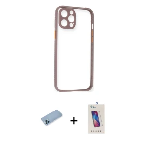 ieg™ iPhone 12 Pro Max Kılıf Nova Asil Özel Seri - Siyah Joko 5D Cam + Shine Kamera Lens Koruma Cam - MI
