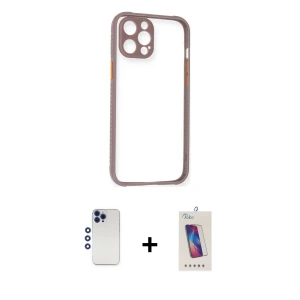 ieg™ iPhone 12 Pro Max Kılıf Nova Asil Özel Seri - Siyah Joko 5D Cam + Shine Kamera Lens - LT