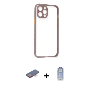 ieg™ iPhone 12 Pro Max Kılıf Nova Asil Özel Seri - Siyah Joko Magic 5D Cam + Renkli Kamera Lens Koruma Cam - TU