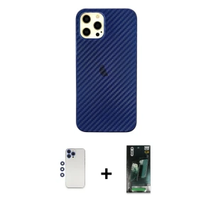 ieg™ iPhone 12 Pro Max Kılıf Nova Çizgi - Şeffaf 360 Full Body Arka Koruyucu + Shine Kamera Lens - LT