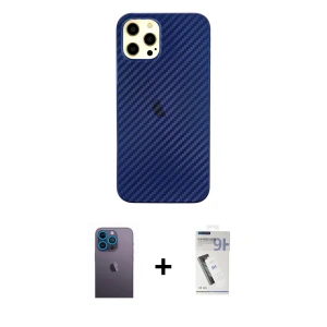 ieg™ iPhone 12 Pro Max Kılıf Nova Çizgi - Şeffaf Uv Polymer Nano Ekran Koruyucu + Neon Fosforlu Kamera Lens - MI