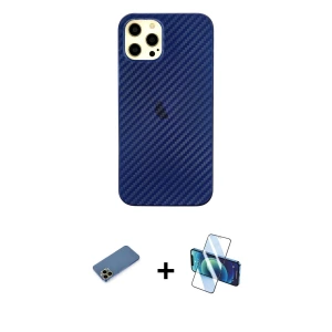 ieg™ iPhone 12 Pro Max Kılıf Nova Çizgi - Siyah 3D Antistatik Cam Ekran Koruyucu + Shine Kamera Lens Koruma Cam - GD