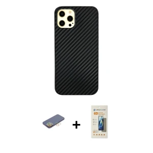 ieg™ iPhone 12 Pro Max Kılıf Nova Çizgi - Siyah 6D Mat Seramik Hayalet Nano Ekran Koruyucu + Renkli Kamera Lens Koruma Cam - SI