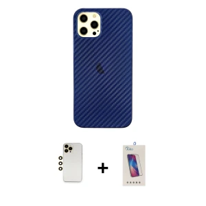 ieg™ iPhone 12 Pro Max Kılıf Nova Çizgi - Siyah Joko 5D Cam + Shine Kamera Lens - GD