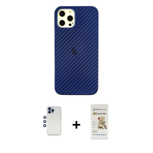 ieg™ iPhone 12 Pro Max Kılıf Nova Çizgi - Siyah Mat Seramik Nano Ekran Koruyucu + Shine Kamera Lens - LT