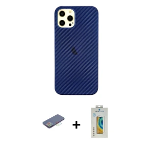 ieg™ iPhone 12 Pro Max Kılıf Nova Çizgi - Siyah Polymer Nano Ekran Koruyucu + Renkli Kamera Lens Koruma Cam - MI