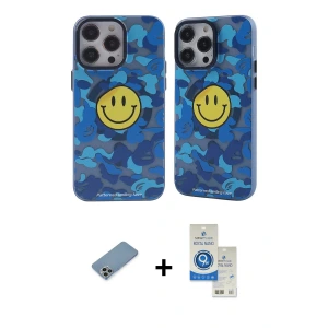 ieg™ iPhone 12 Pro Max Kılıf Nova Doku Koleksiyonu - Şeffaf Royal Nano Ekran Koruyucu + Shine Kamera Lens Koruma Cam - GI