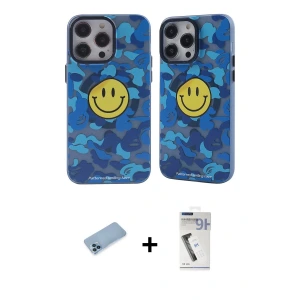 ieg™ iPhone 12 Pro Max Kılıf Nova Doku Koleksiyonu - Şeffaf Uv Polymer Nano Ekran Koruyucu + Shine Kamera Lens Koruma Cam - MI
