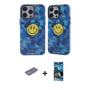 ieg™ iPhone 12 Pro Max Kılıf Nova Doku Koleksiyonu - Siyah 34D Izgaralı Cam + Renkli Kamera Lens Koruma Cam - YL