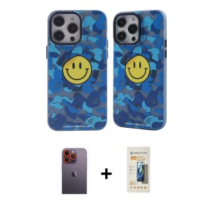 ieg™ iPhone 12 Pro Max Kılıf Nova Doku Koleksiyonu - Siyah 6D Mat Seramik Hayalet Nano Ekran Koruyucu + Neon Fosforlu Kamera Lens - TU