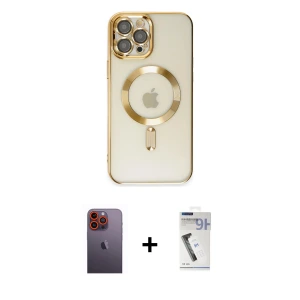 ieg™ iPhone 12 Pro Max Kılıf Nova Işık Özel Seri - Şeffaf Uv Polymer Nano Ekran Koruyucu + Neon Fosforlu Kamera Lens - TU
