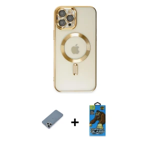 ieg™ iPhone 12 Pro Max Kılıf Nova Işık Özel Seri - Siyah 18D Cam Ekran Koruyucu + Metal Kamera Lens Koruma Cam - GS