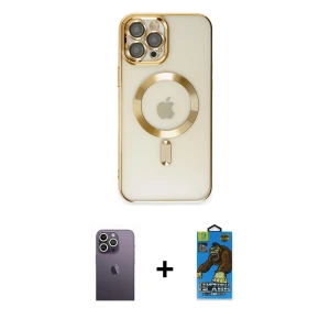 ieg™ iPhone 12 Pro Max Kılıf Nova Işık Özel Seri - Siyah 18D Cam Ekran Koruyucu + Neon Fosforlu Kamera Lens - BZ
