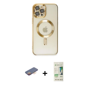 ieg™ iPhone 12 Pro Max Kılıf Nova Işık Özel Seri - Siyah 20D Premium Cam Ekran Koruyucu + Renkli Kamera Lens Koruma Cam - TU