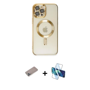 ieg™ iPhone 12 Pro Max Kılıf Nova Işık Özel Seri - Siyah 3D Antistatik Seramik Nano Ekran Koruyucu + Shine Kamera Lens Koruma Cam - SABE