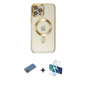 ieg™ iPhone 12 Pro Max Kılıf Nova Işık Özel Seri - Siyah 3D Antistatik Seramik Nano Ekran Koruyucu + Shine Kamera Lens Koruma Cam - GD