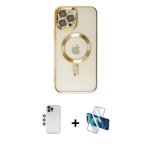 ieg™ iPhone 12 Pro Max Kılıf Nova Işık Özel Seri - Siyah 3D Antistatik Seramik Nano Ekran Koruyucu + Shine Kamera Lens - LT