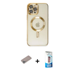 ieg™ iPhone 12 Pro Max Kılıf Nova Işık Özel Seri - Siyah 5D Eko Cam Ekran Koruyucu + Shine Kamera Lens Koruma Cam - SABE