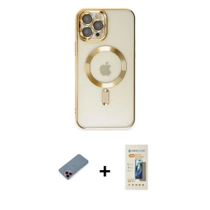 ieg™ iPhone 12 Pro Max Kılıf Nova Işık Özel Seri - Siyah 6D Mat Seramik Hayalet Nano Ekran Koruyucu + Metal Kamera Lens Koruma Cam - KI