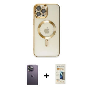 ieg™ iPhone 12 Pro Max Kılıf Nova Işık Özel Seri - Siyah 6D Mat Seramik Hayalet Nano Ekran Koruyucu + Neon Fosforlu Kamera Lens - BZ