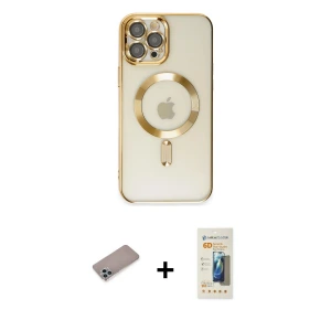 ieg™ iPhone 12 Pro Max Kılıf Nova Işık Özel Seri - Siyah 6D Mat Seramik Hayalet Nano Ekran Koruyucu + Shine Kamera Lens Koruma Cam - SABE