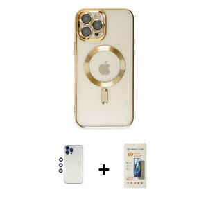ieg™ iPhone 12 Pro Max Kılıf Nova Işık Özel Seri - Siyah 6D Mat Seramik Hayalet Nano Ekran Koruyucu + Shine Kamera Lens - LT