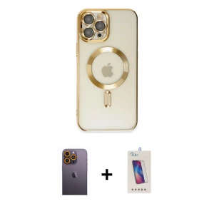 ieg™ iPhone 12 Pro Max Kılıf Nova Işık Özel Seri - Siyah Joko 5D Cam + Neon Fosforlu Kamera Lens - SI