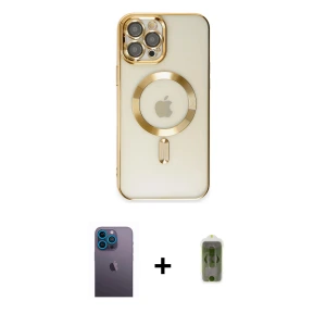 ieg™ iPhone 12 Pro Max Kılıf Nova Işık Özel Seri - Siyah Joko Magic 5D Hayalet Cam + Neon Fosforlu Kamera Lens - MI