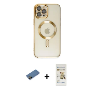 ieg™ iPhone 12 Pro Max Kılıf Nova Işık Özel Seri - Siyah Mat Seramik Nano Ekran Koruyucu + Shine Kamera Lens Koruma Cam - GD