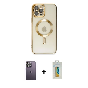 ieg™ iPhone 12 Pro Max Kılıf Nova Işık Özel Seri - Siyah Polymer Nano Ekran Koruyucu + Neon Fosforlu Kamera Lens - BZ