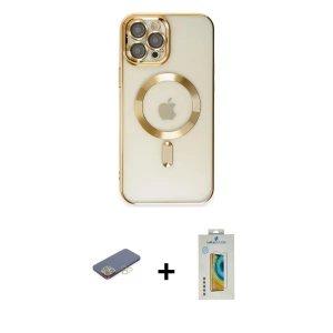 ieg™ iPhone 12 Pro Max Kılıf Nova Işık Özel Seri - Siyah Polymer Nano Ekran Koruyucu + Renkli Kamera Lens Koruma Cam - SI