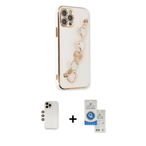 ieg™ iPhone 12 Pro Max Kılıf Nova Işık Prime - Şeffaf Royal Nano Ekran Koruyucu + Shine Kamera Lens - GD
