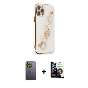 ieg™ iPhone 12 Pro Max Kılıf Nova Işık Prime - Şeffaf Temperli Cam Ekran Koruyucu + Neon Fosforlu Kamera Lens - YL