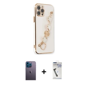 ieg™ iPhone 12 Pro Max Kılıf Nova Işık Prime - Şeffaf Uv Polymer Nano Ekran Koruyucu + Neon Fosforlu Kamera Lens - MI