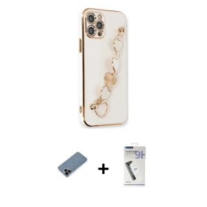 ieg™ iPhone 12 Pro Max Kılıf Nova Işık Prime - Şeffaf Uv Polymer Nano Ekran Koruyucu + Shine Kamera Lens Koruma Cam - SH