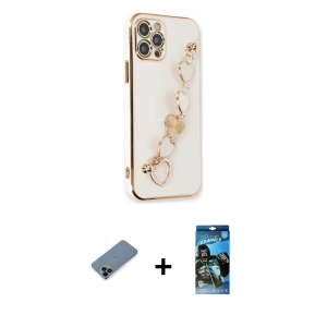 ieg™ iPhone 12 Pro Max Kılıf Nova Işık Prime - Siyah 34D Izgaralı Cam + Shine Kamera Lens Koruma Cam - SH