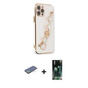 ieg™ iPhone 12 Pro Max Kılıf Nova Işık Prime - Siyah 360 Mat Full Body Arka Koruyucu + Renkli Kamera Lens Koruma Cam - YL