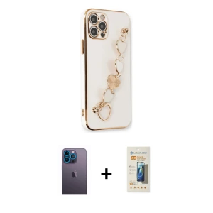 ieg™ iPhone 12 Pro Max Kılıf Nova Işık Prime - Siyah 6D Mat Seramik Hayalet Nano Ekran Koruyucu + Neon Fosforlu Kamera Lens - MI
