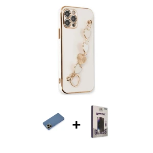 ieg™ iPhone 12 Pro Max Kılıf Nova Işık Prime - Siyah Bilvis Hayalet Cam Ekran Koruyucu + Shine Kamera Lens Koruma Cam - GD