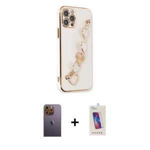 ieg™ iPhone 12 Pro Max Kılıf Nova Işık Prime - Siyah Joko 5D Cam + Neon Fosforlu Kamera Lens - SI