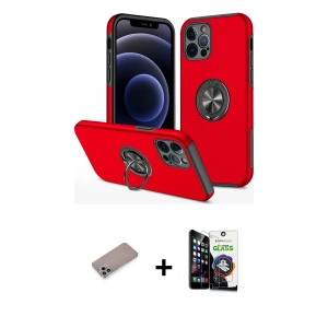 ieg™ iPhone 12 Pro Max Kılıf Odak Form Prime - Şeffaf Temperli Cam Ekran Koruyucu + Shine Kamera Lens Koruma Cam - SABE
