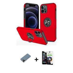 ieg™ iPhone 12 Pro Max Kılıf Odak Form Prime - Şeffaf Temperli Cam Ekran Koruyucu + Shine Kamera Lens Koruma Cam - SH