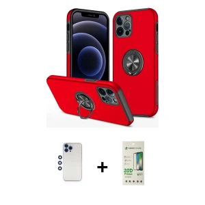 ieg™ iPhone 12 Pro Max Kılıf Odak Form Prime - Siyah 20D Premium Cam Ekran Koruyucu + Shine Kamera Lens - LT