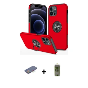 ieg™ iPhone 12 Pro Max Kılıf Odak Form Prime - Siyah Joko Magic 5D Hayalet Cam + Renkli Kamera Lens Koruma Cam - MI