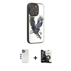ieg™ iPhone 12 Pro Max Kılıf Odak Klasik Serisi - Şeffaf Temperli Cam Ekran Koruyucu + Shine Kamera Lens - LT