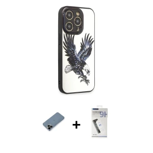 ieg™ iPhone 12 Pro Max Kılıf Odak Klasik Serisi - Şeffaf Uv Polymer Nano Ekran Koruyucu + Shine Kamera Lens Koruma Cam - SH