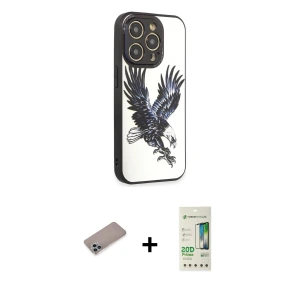 ieg™ iPhone 12 Pro Max Kılıf Odak Klasik Serisi - Siyah 20D Premium Cam Ekran Koruyucu + Shine Kamera Lens Koruma Cam - SABE