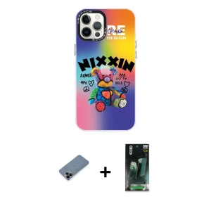 ieg™ iPhone 12 Pro Max Kılıf Siluet Çizgi Koleksiyonu - Şeffaf 360 Full Body Arka Koruyucu + Shine Kamera Lens Koruma Cam - SH