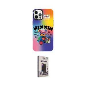 ieg™ iPhone 12 Pro Max Kılıf Siluet Çizgi Koleksiyonu - Siyah Bilvis Hayalet Cam Ekran Koruyucu